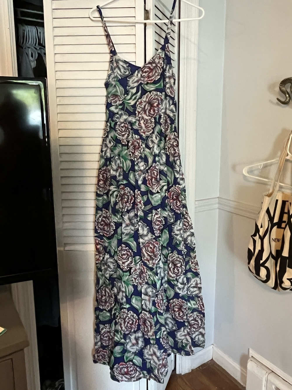 French Connection Floral Navy Maxi Dress with Spaghetti Straps